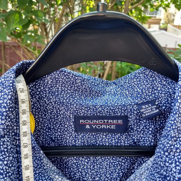 navy blue white floral pattern dress shirt - Picture 7 of 9